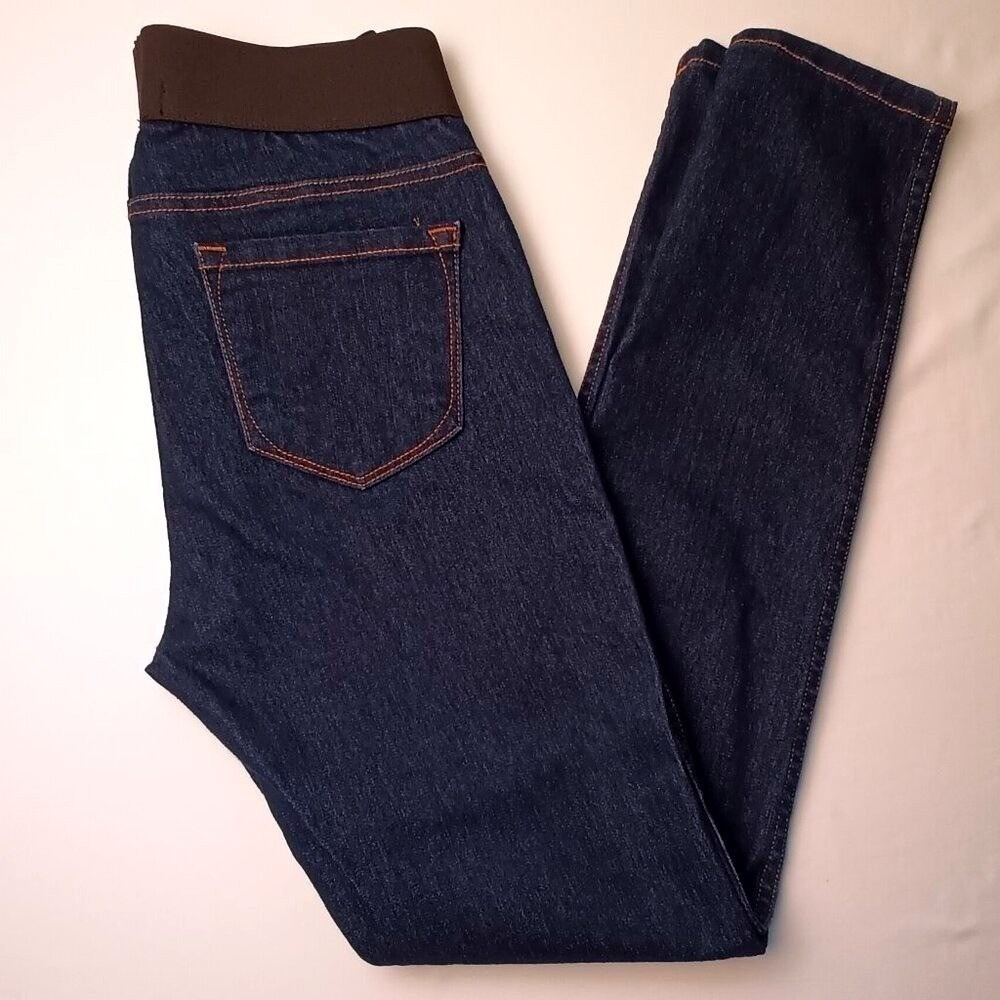 Karen Kane Women High Rise Elastic Waist Pull On Skinny Jeans Size 6 Indigo Blue